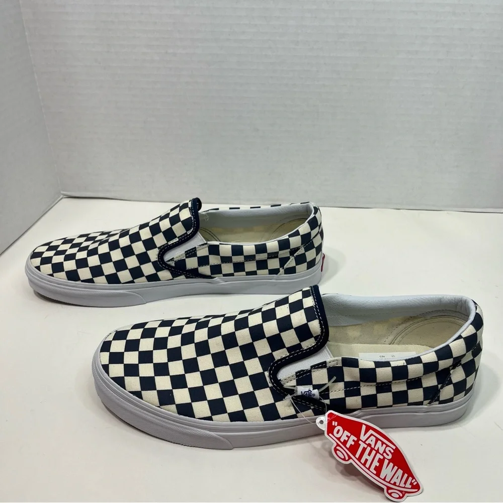 VANS Classic checkerboard print slip on shoes men’s size 13 NWT BLUE - Picture 4 of 16